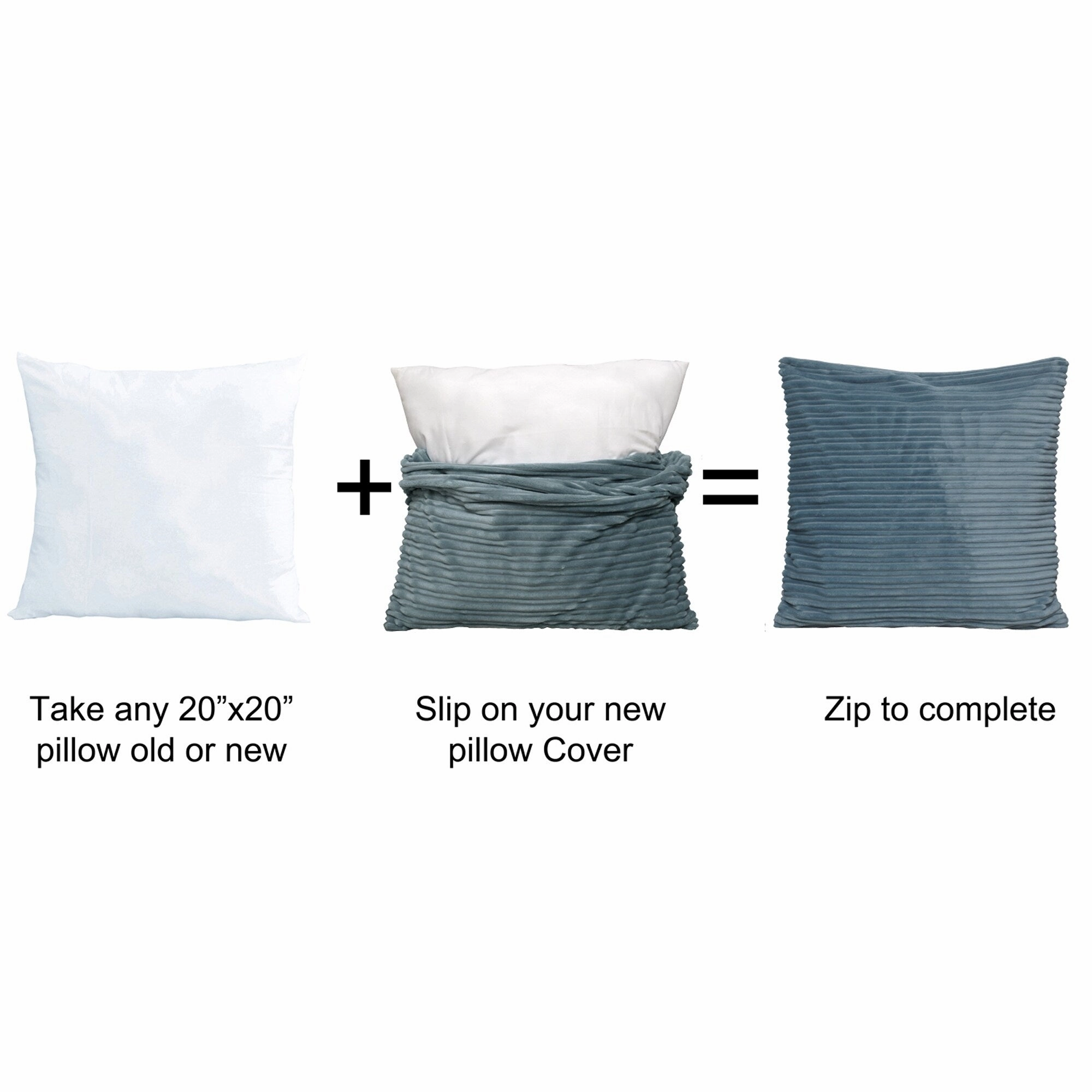 Ribbed Flanned 4 Pieces Pillow Shell Set, NO INSERT