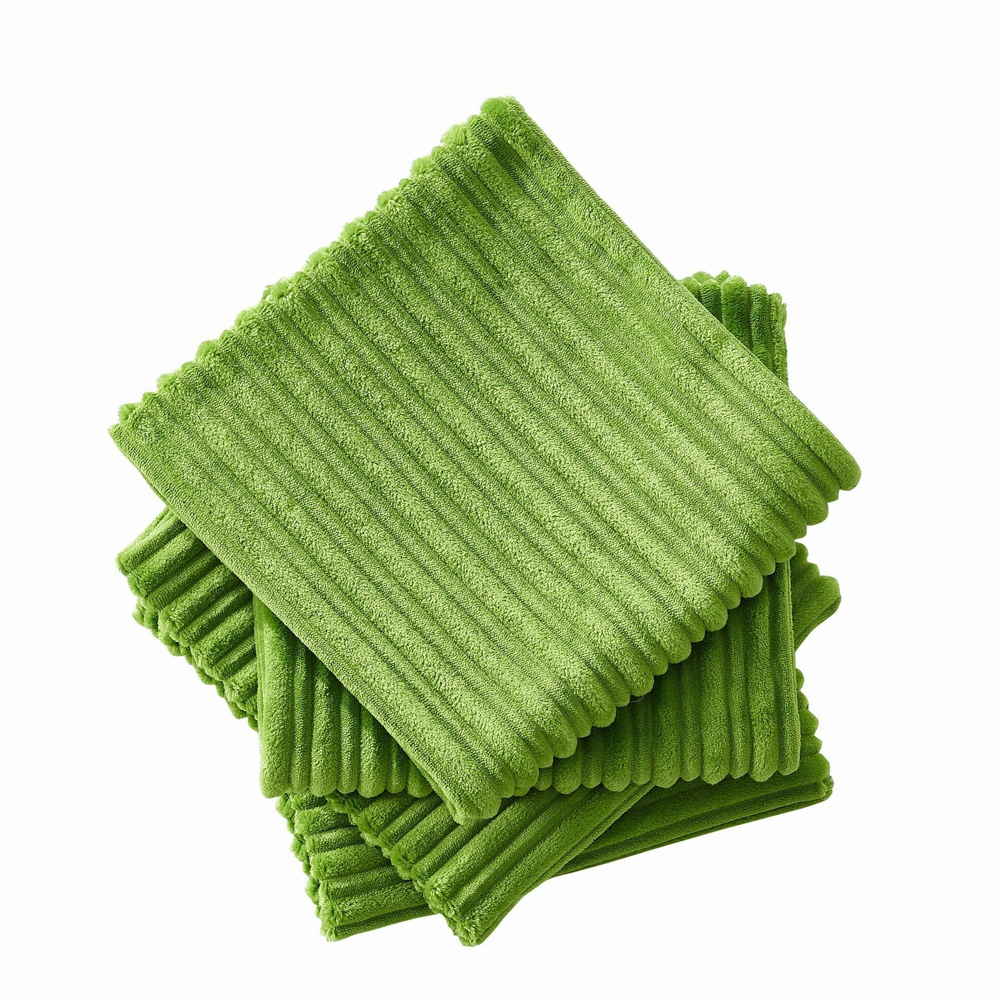 Ribbed Flanned 4 Pieces Pillow Shell Set, NO INSERT