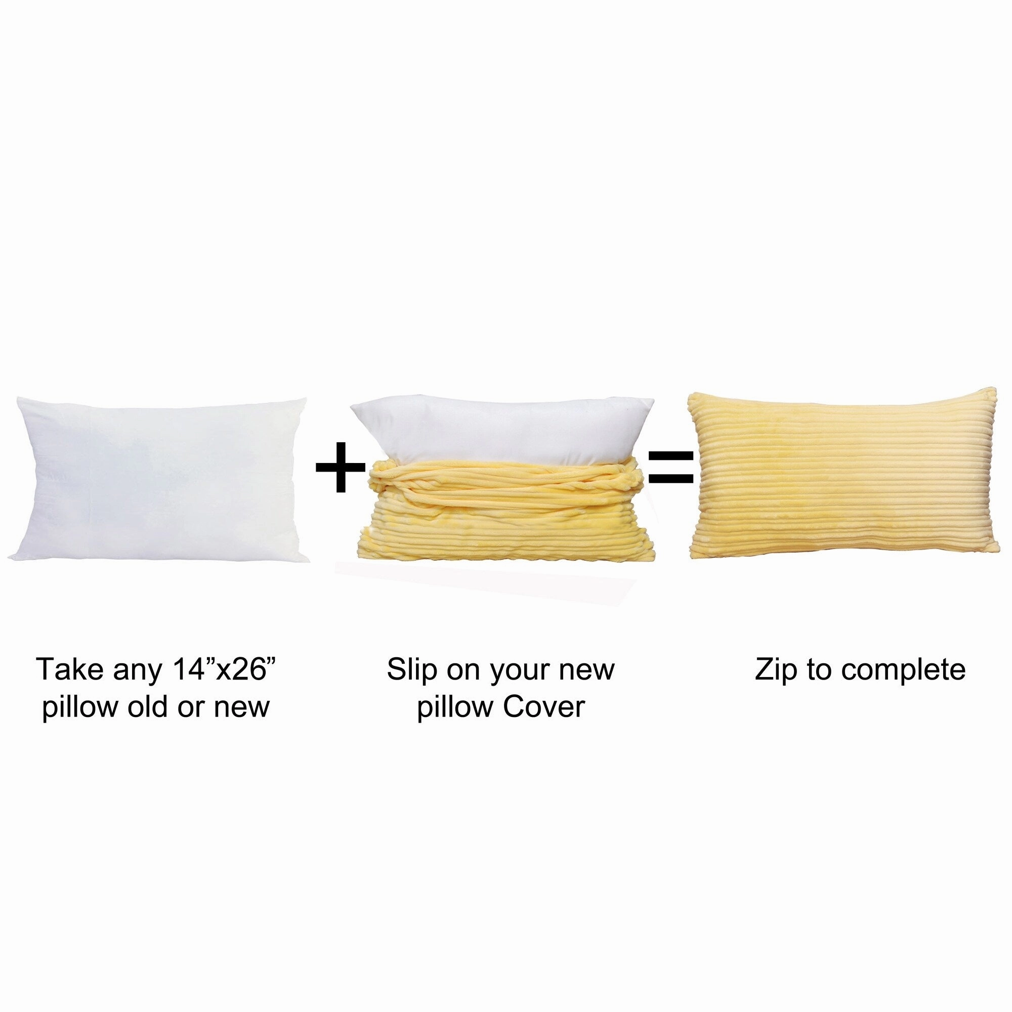 Ribbed Flanned 4 Pieces Pillow Shell Set, NO INSERT
