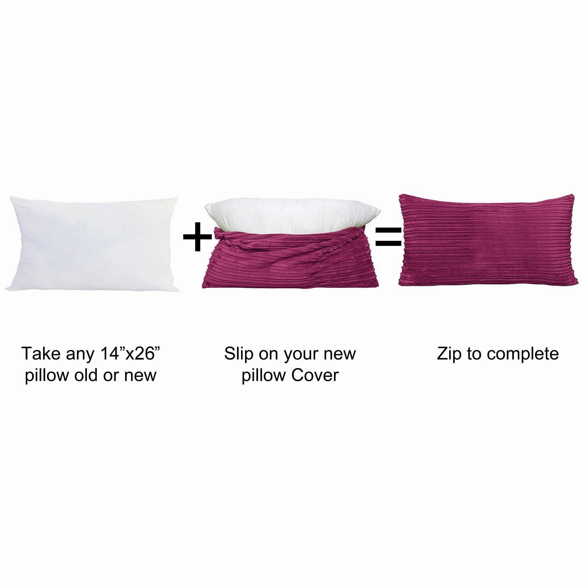 Ribbed Flanned 4 Pieces Pillow Shell Set, NO INSERT
