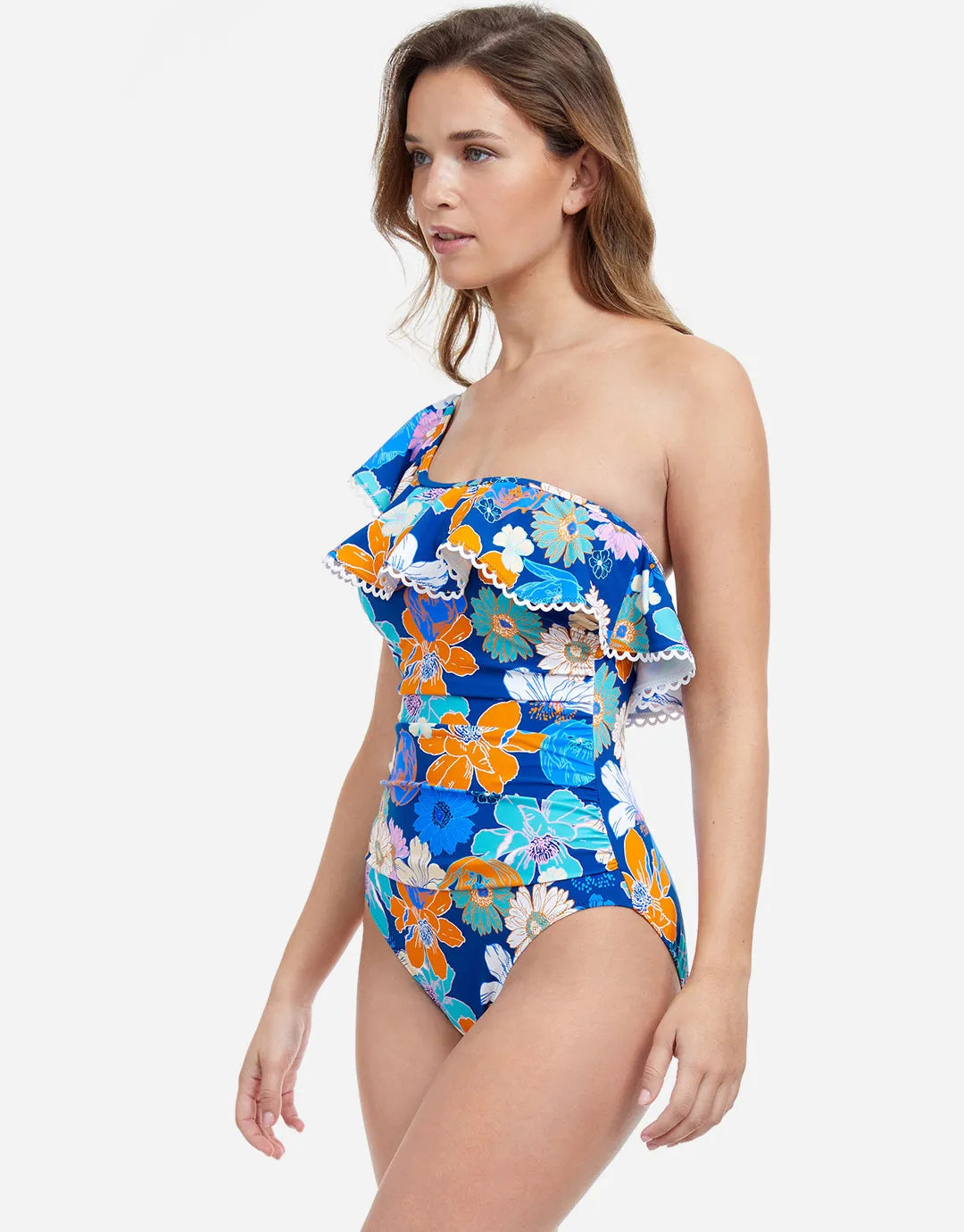 Rising Sun One Shoulder Swimsuit - Blue