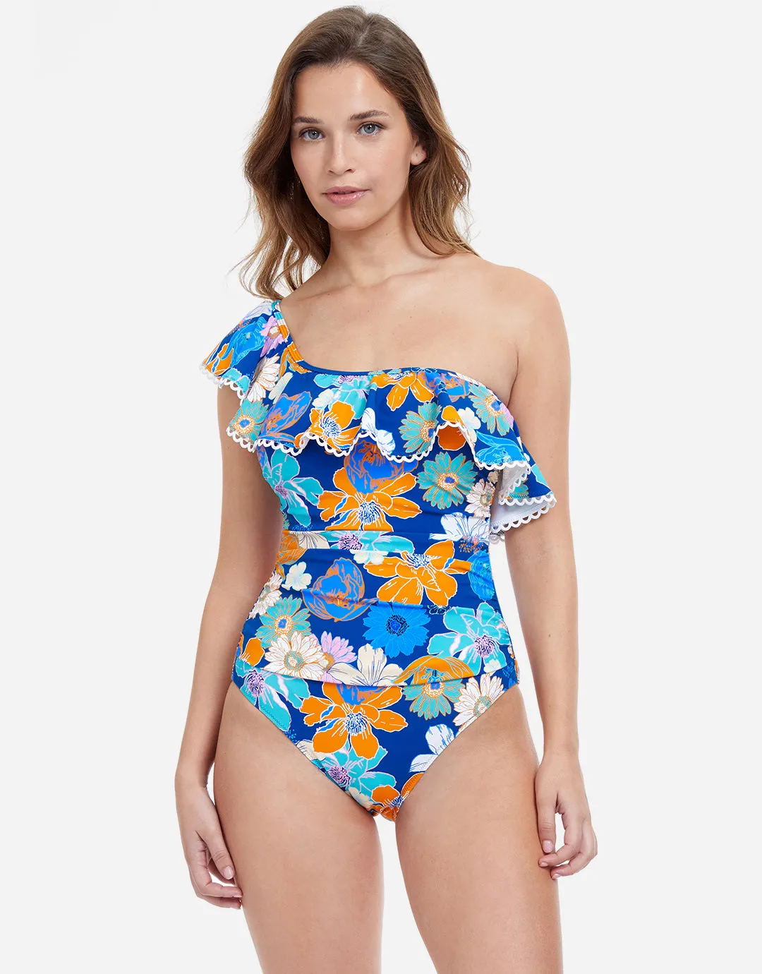 Rising Sun One Shoulder Swimsuit - Blue