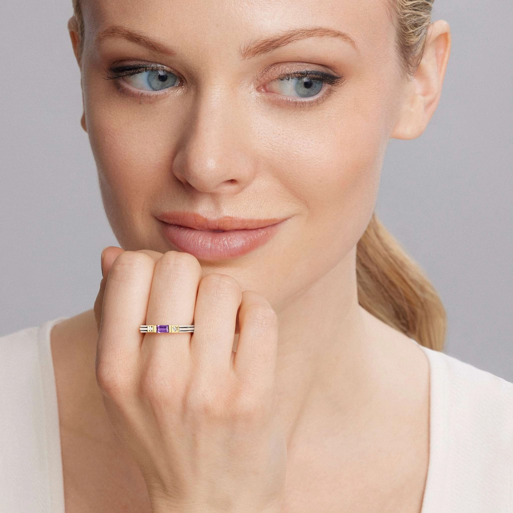 Rittenhouse Amethyst and Diamond Stacking Ring