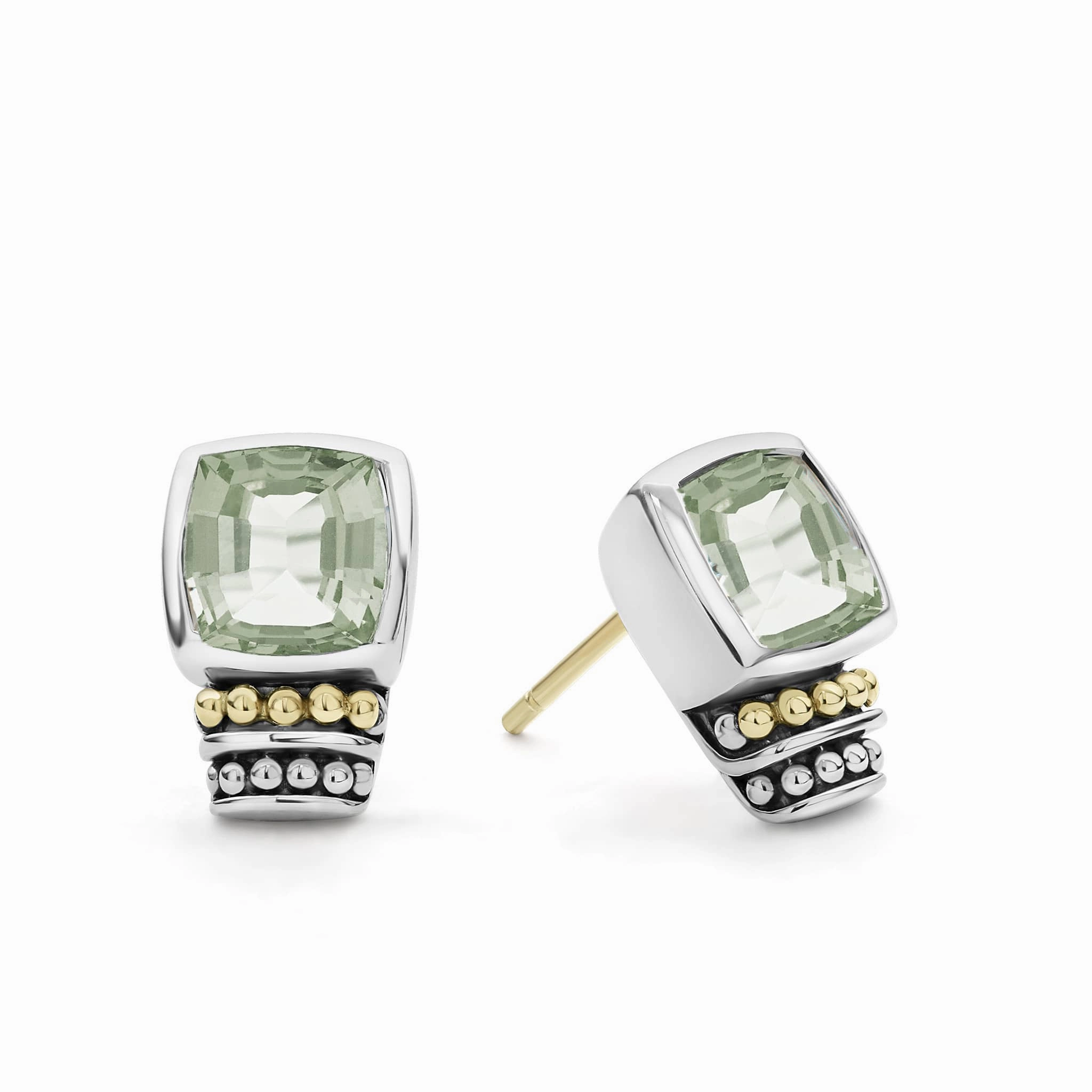 Rittenhouse Bezel-Set Prasiolite Stud Earrings