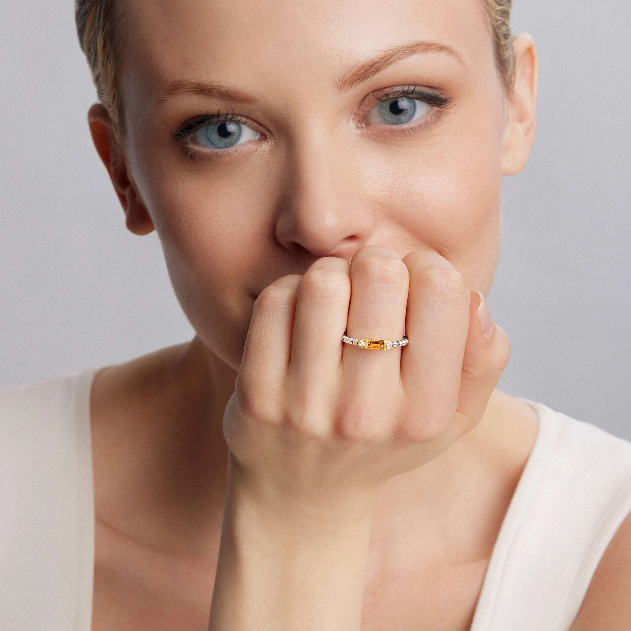 Rittenhouse Citrine Stacking Ring with Diamonds
