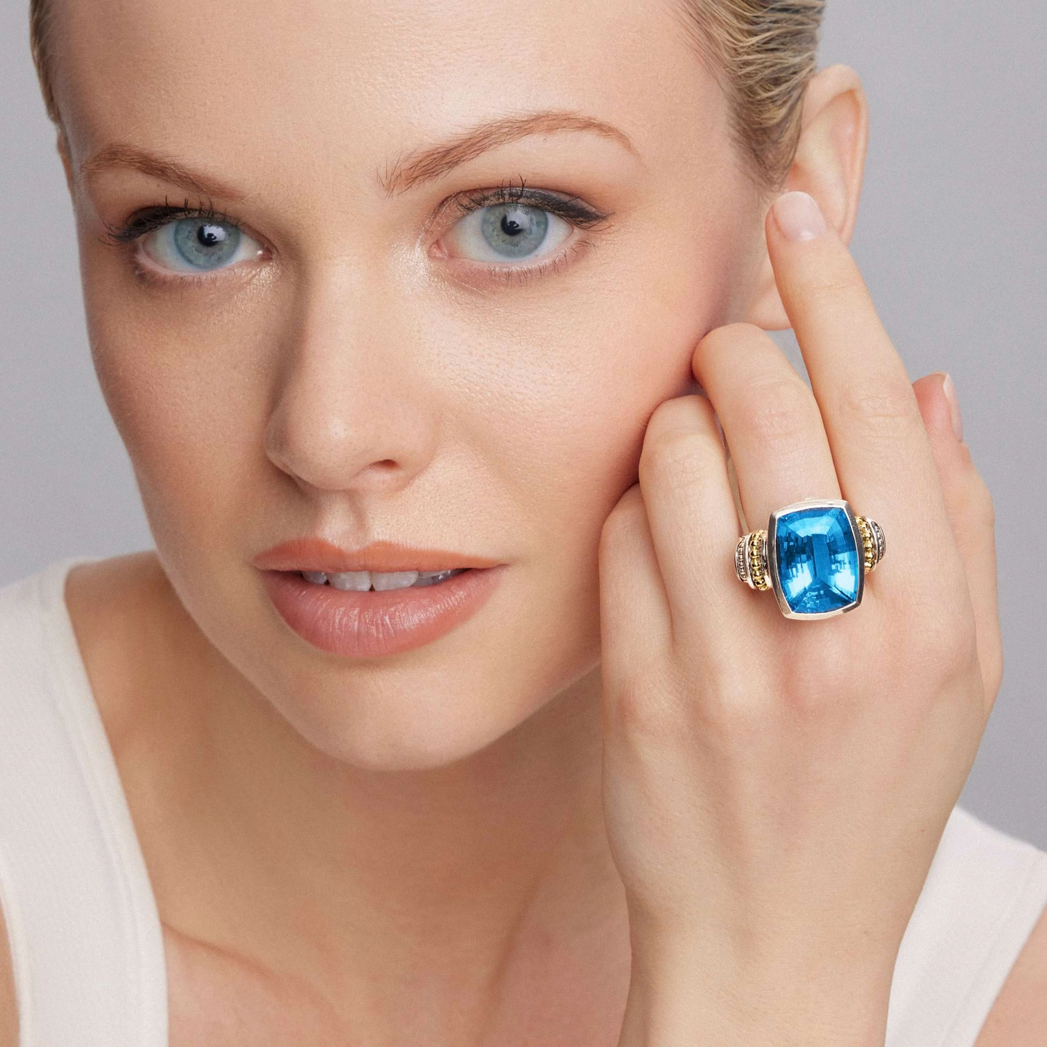 Rittenhouse Large Swiss Blue Topaz Statement Ring