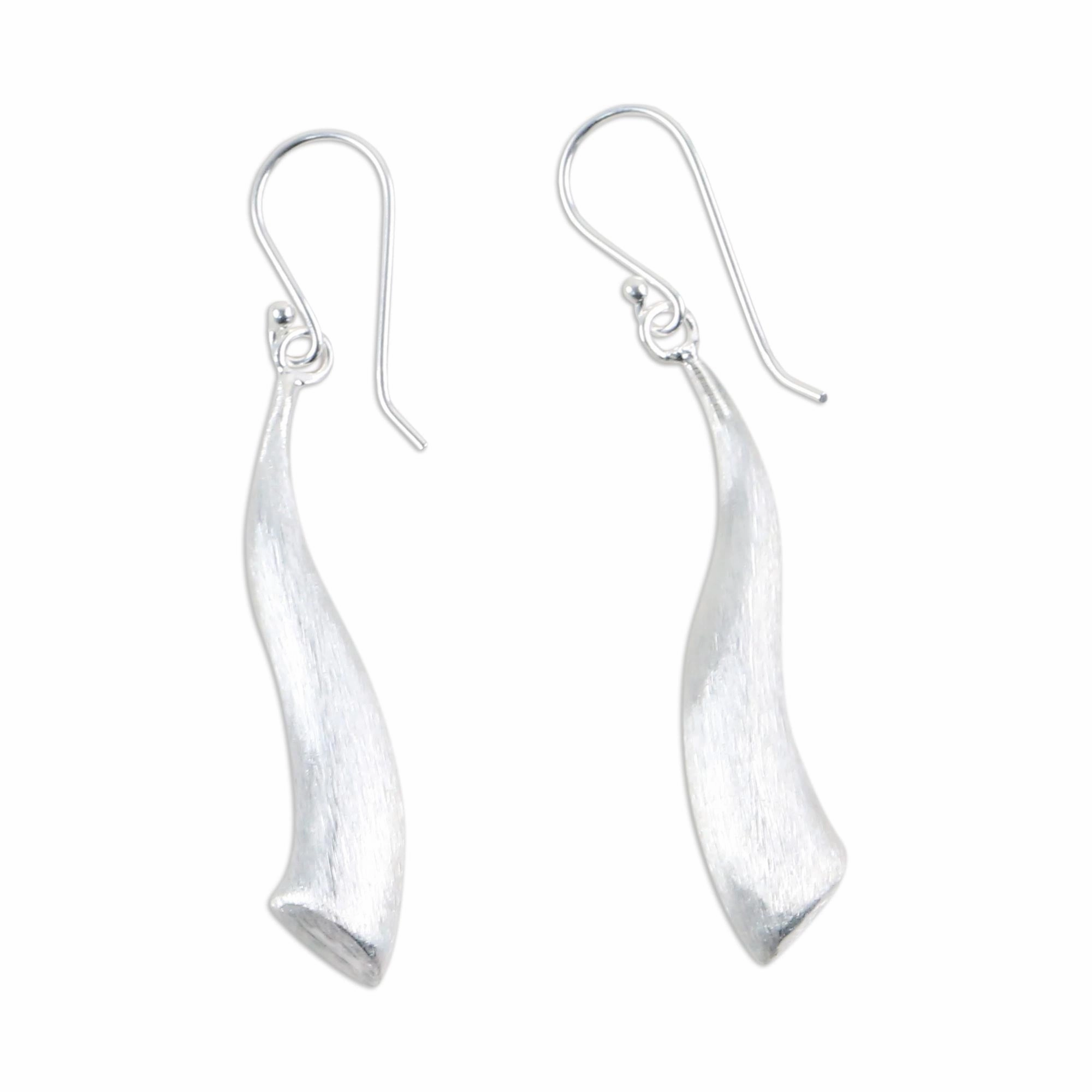 River in Chiang Mai Handcrafted Thai Sterling Silver Dangle Earrings