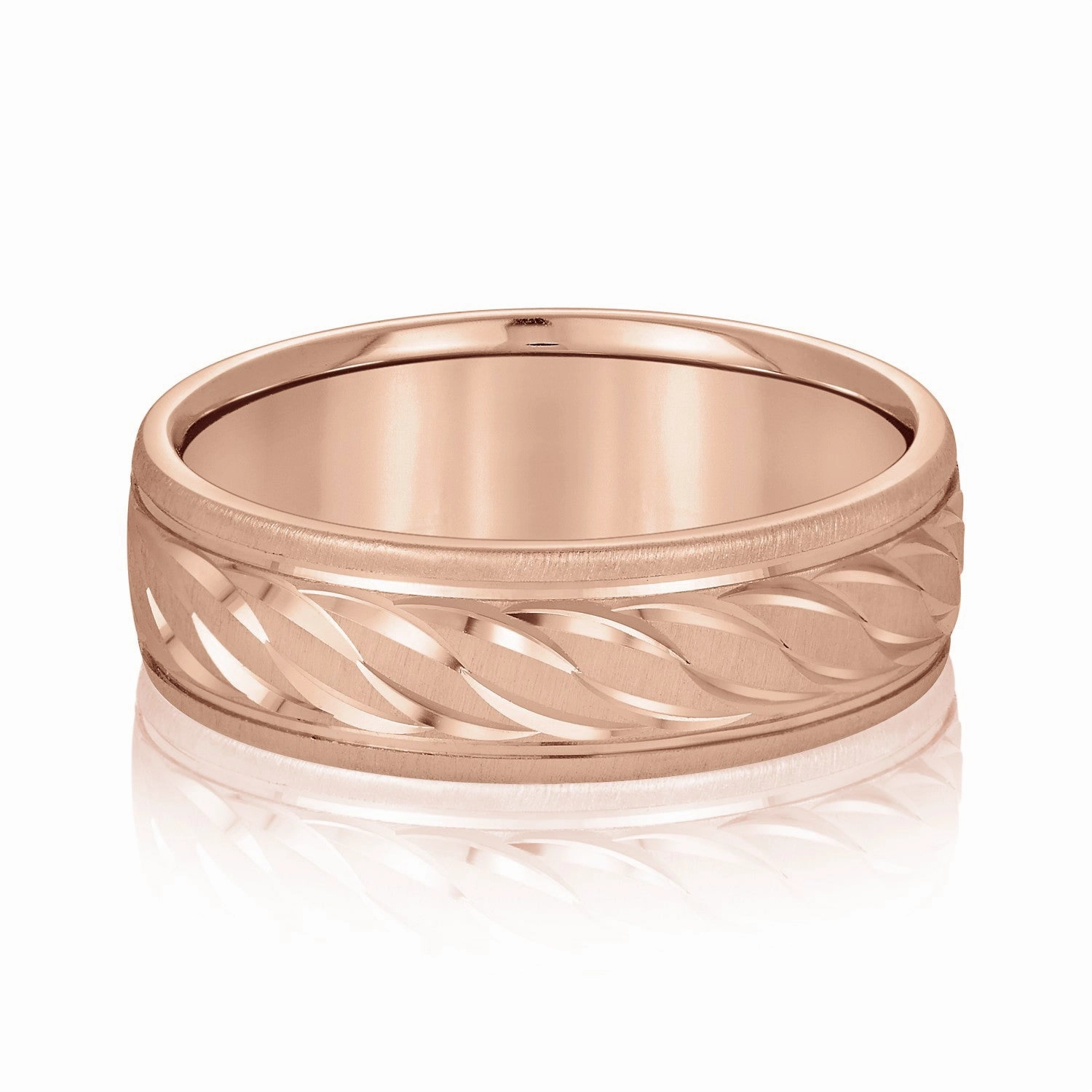 Rope Textured and Engraved Men's Wedding Band