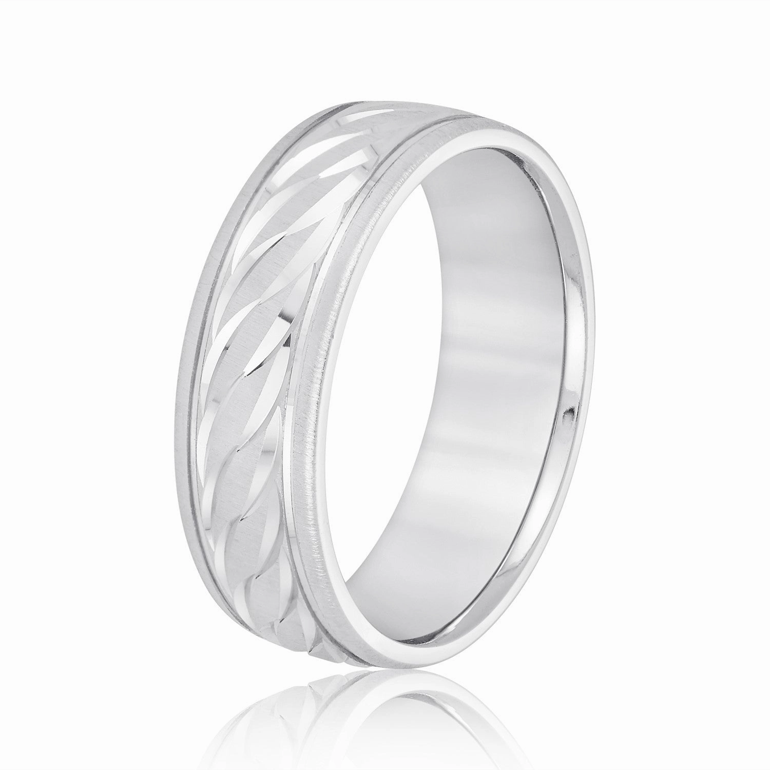 Rope Textured and Engraved Men's Wedding Band