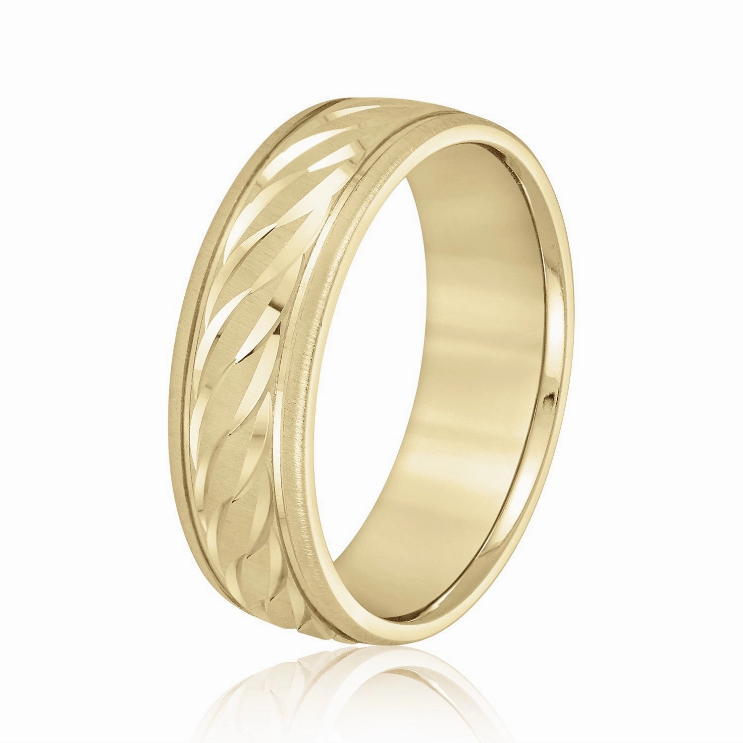 Rope Textured and Engraved Men's Wedding Band