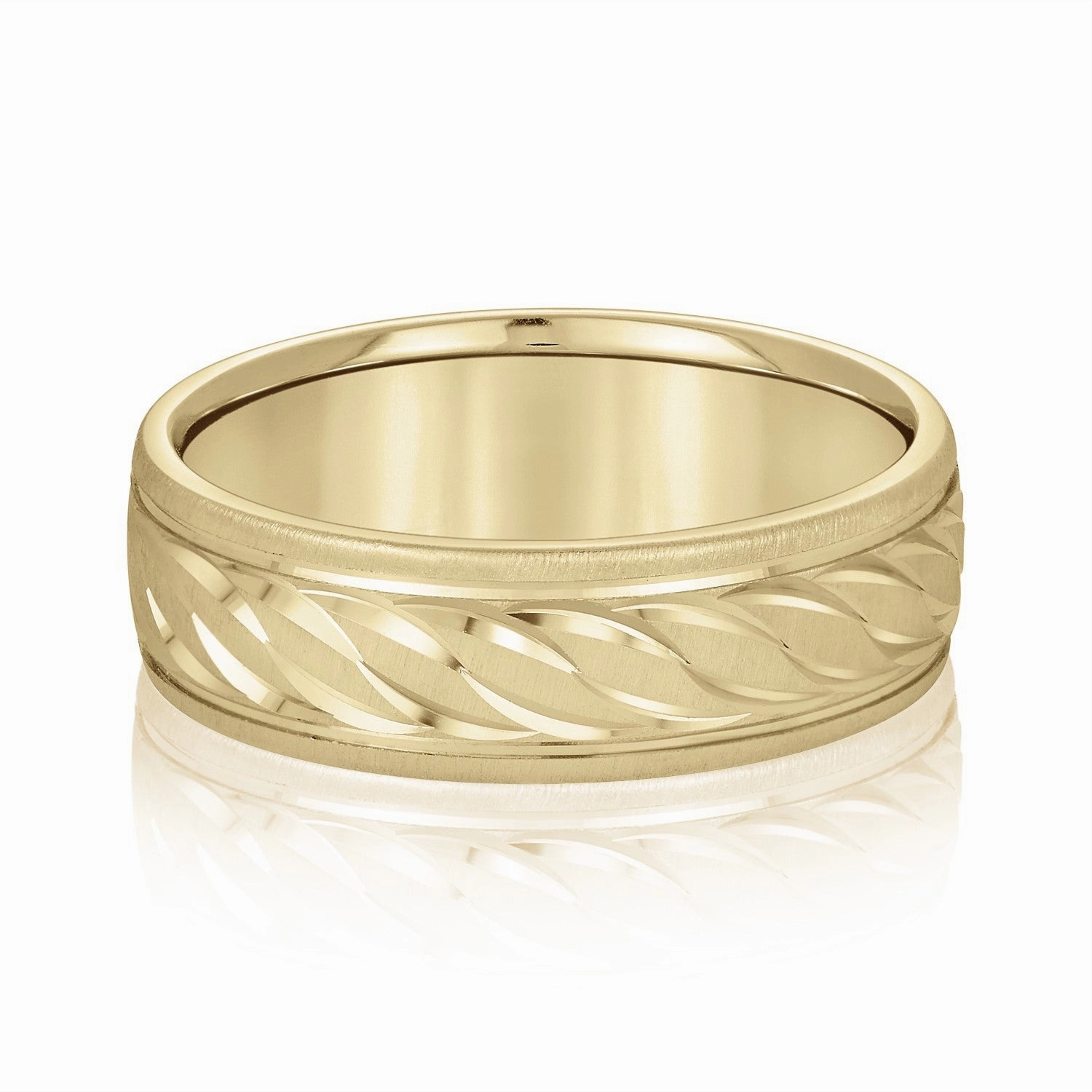 Rope Textured and Engraved Men's Wedding Band