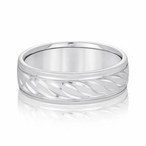 Rope Textured and Engraved Men's Wedding Band