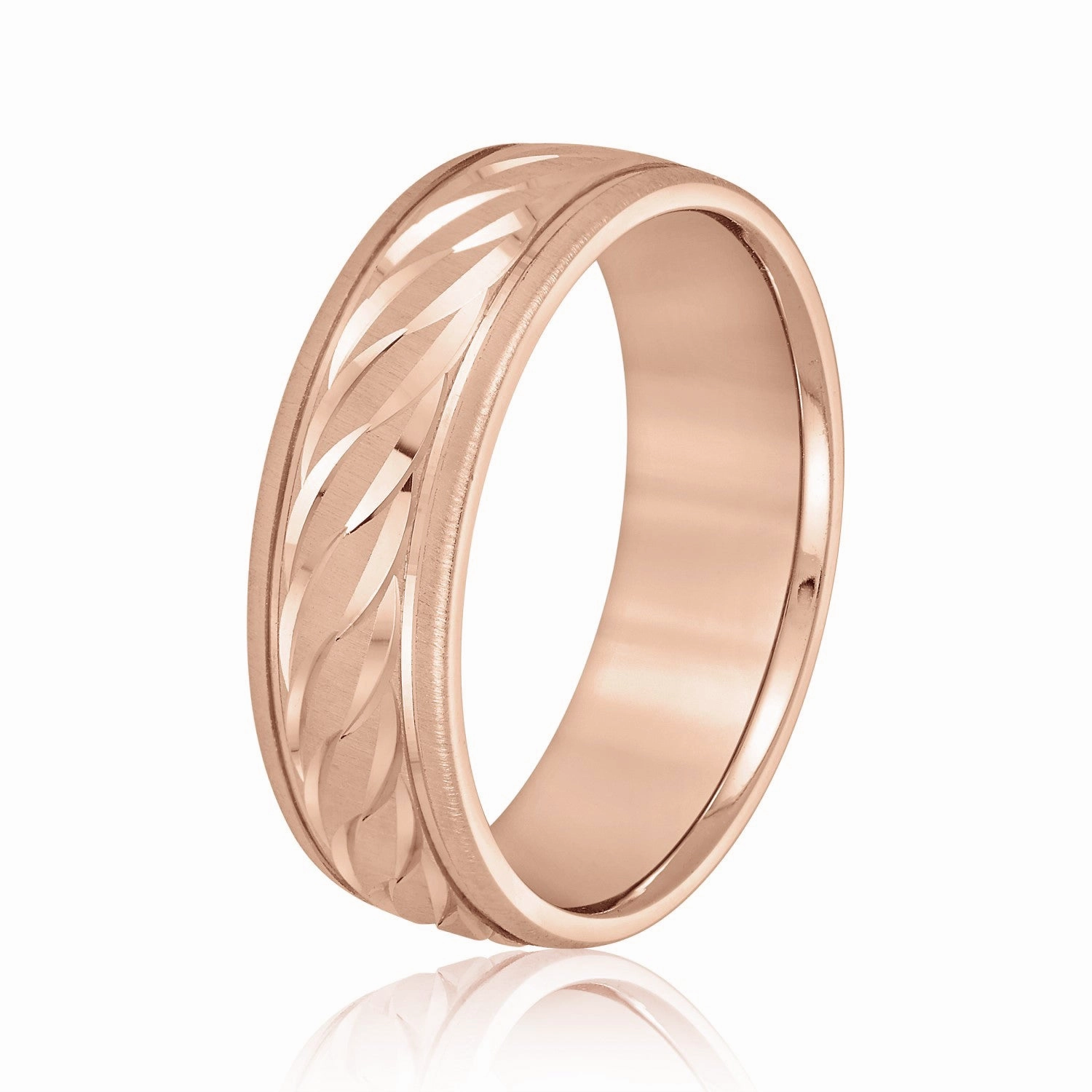 Rope Textured and Engraved Men's Wedding Band