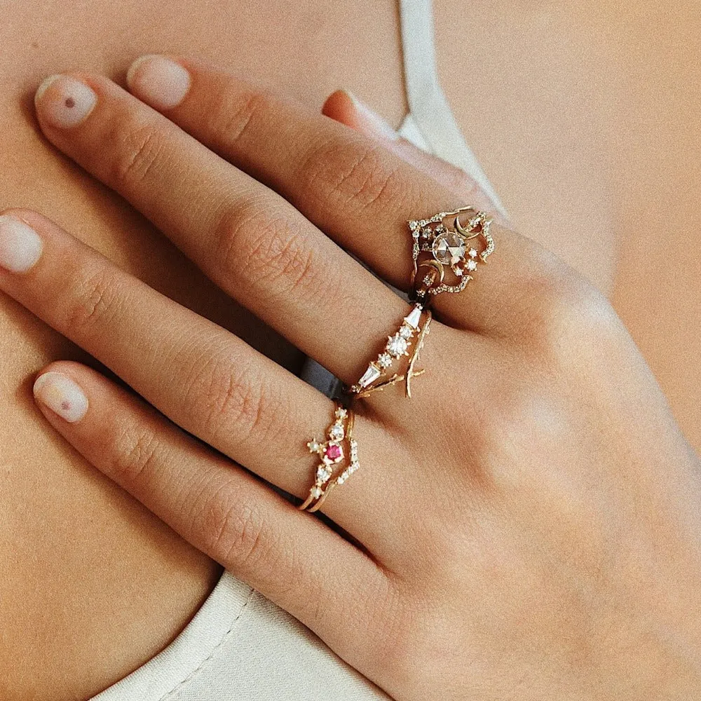 Rosecut Diamond Wandering Star Ring