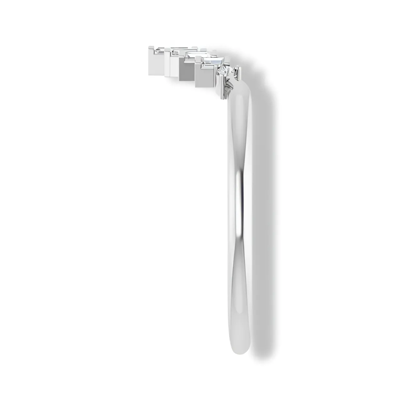 Round and Baguette Diamond Curved Band