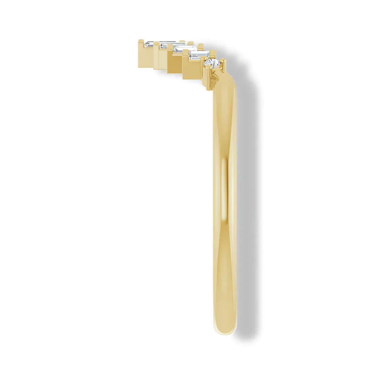 Round and Baguette Diamond Curved Band