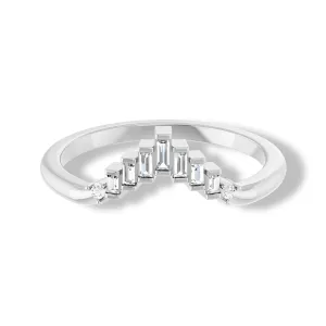 Round and Baguette Diamond Curved Band