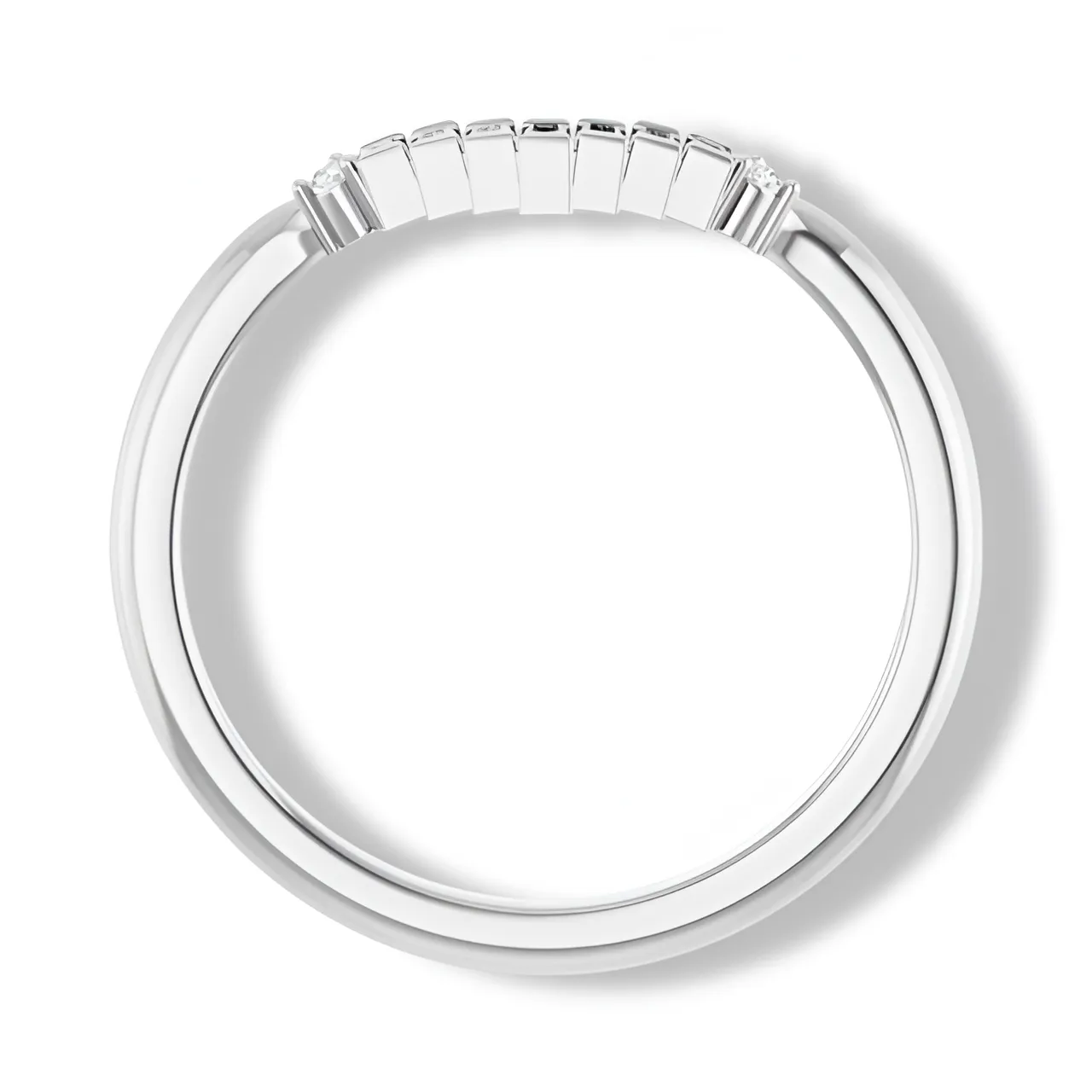 Round and Baguette Diamond Curved Band
