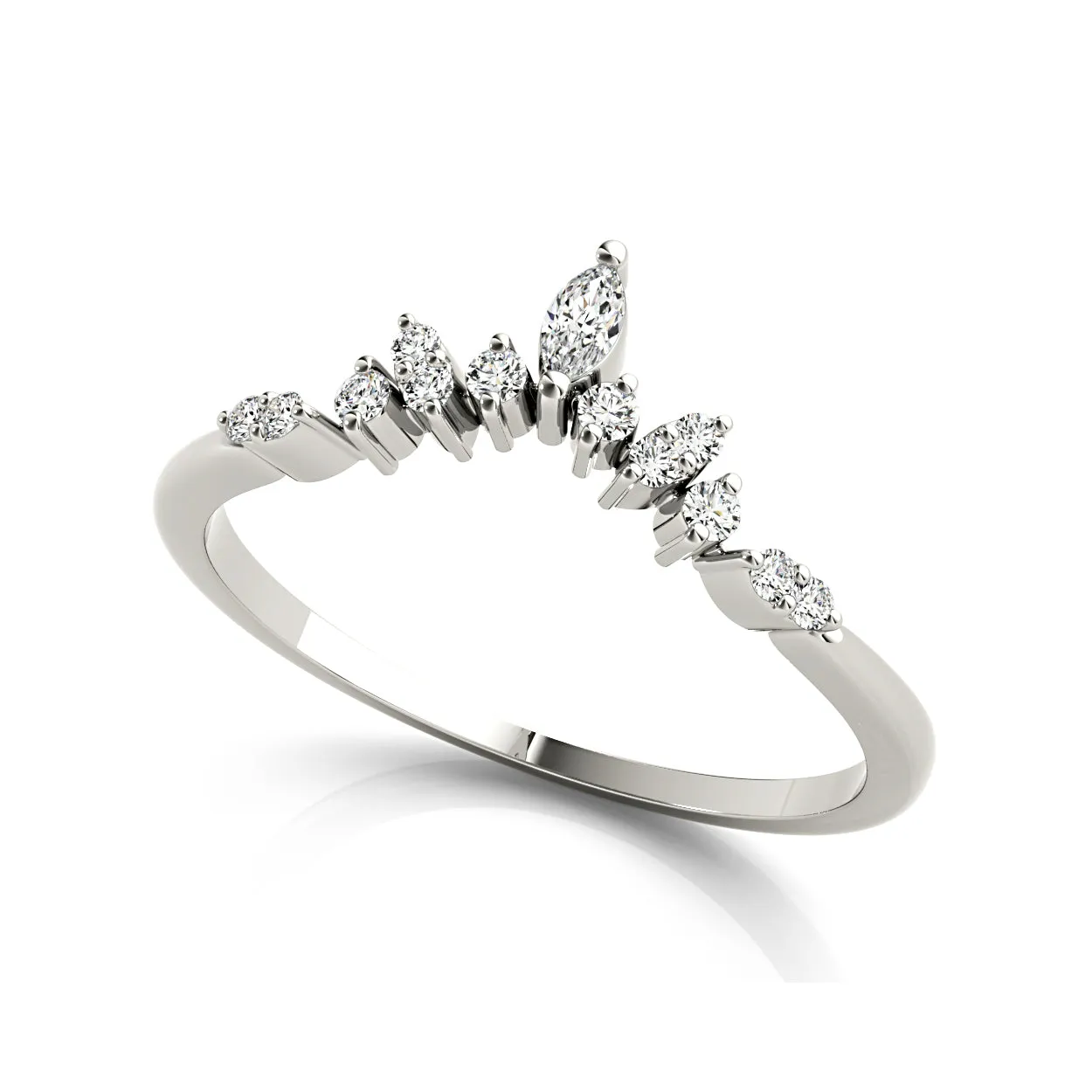 Round And Marquise Diamond Crown Style Band