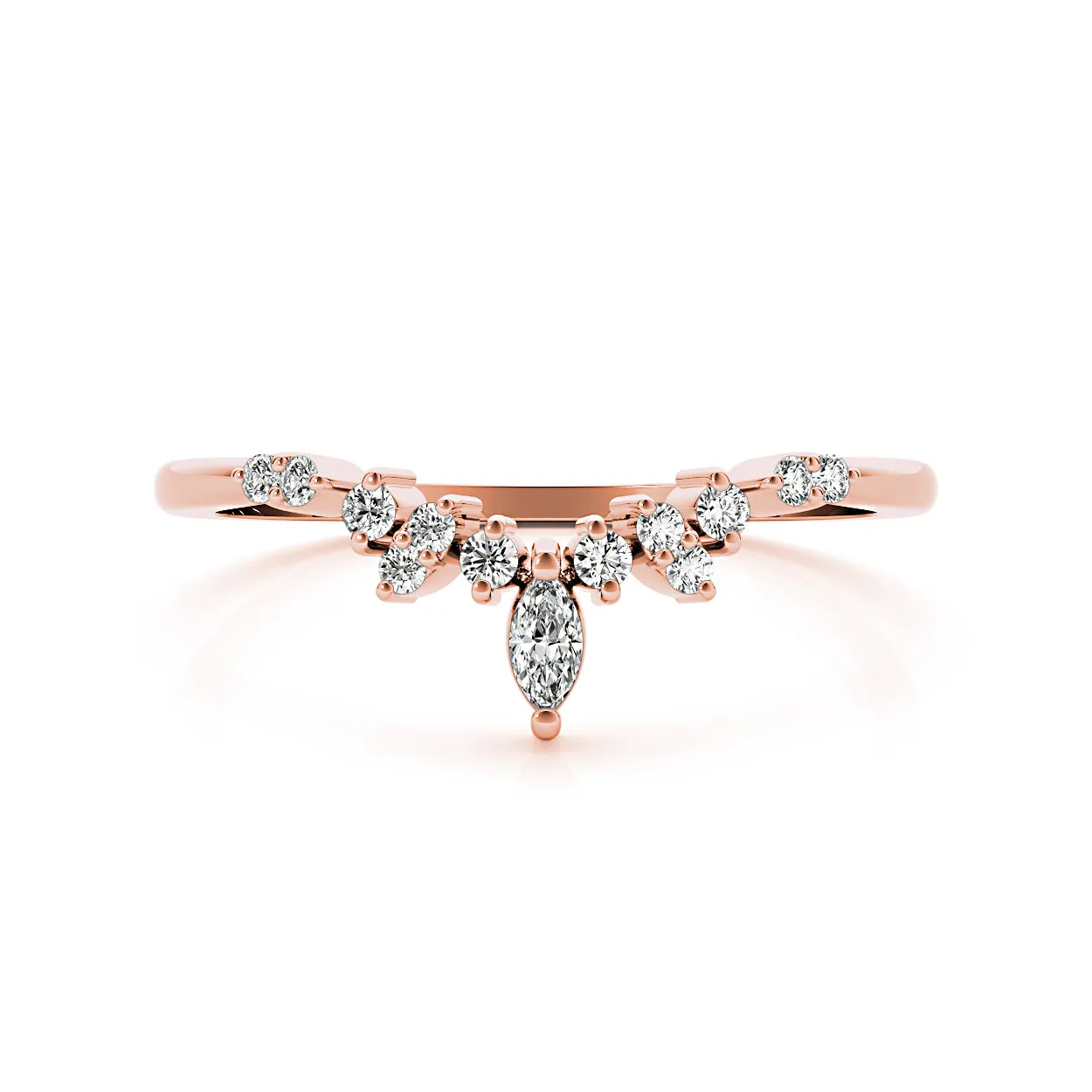 Round And Marquise Diamond Crown Style Band