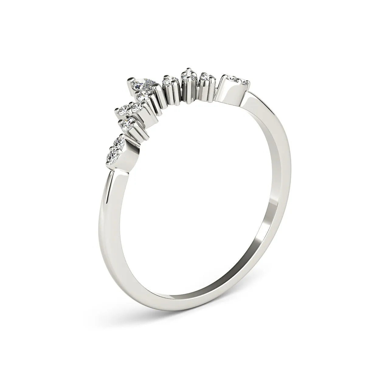 Round And Marquise Diamond Crown Style Band