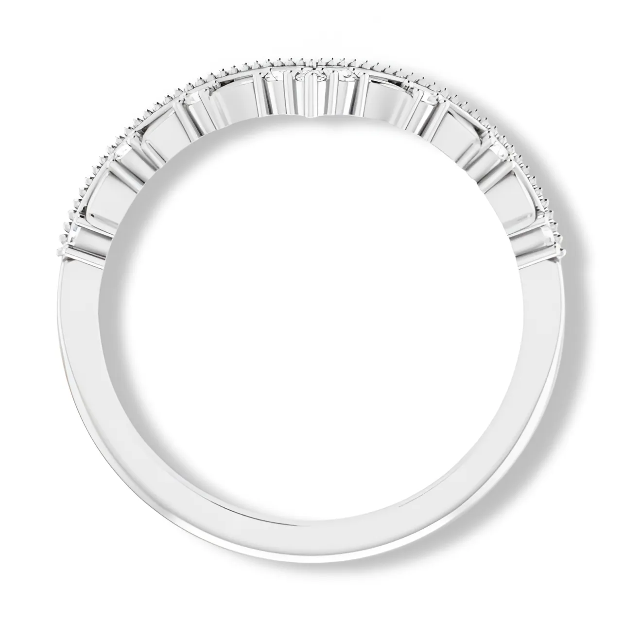 Round Diamond Crown Style Curved Band
