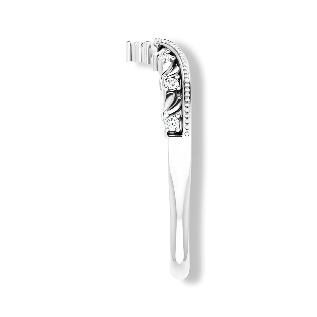 Round Diamond Crown Style Curved Band