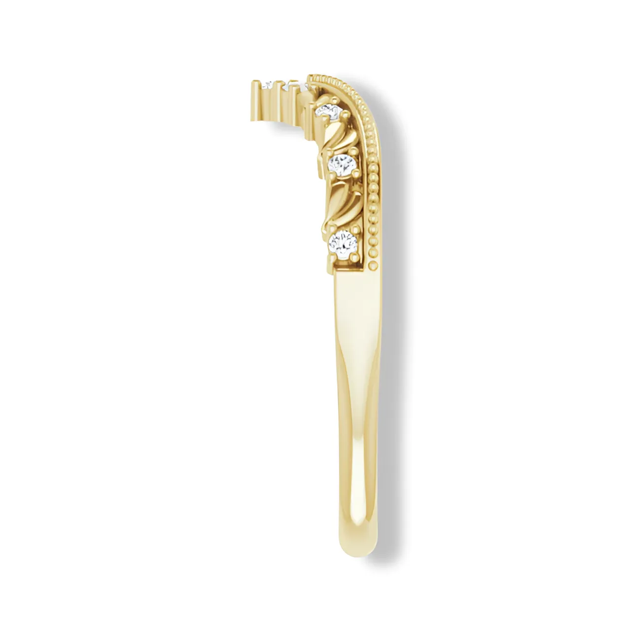 Round Diamond Crown Style Curved Band