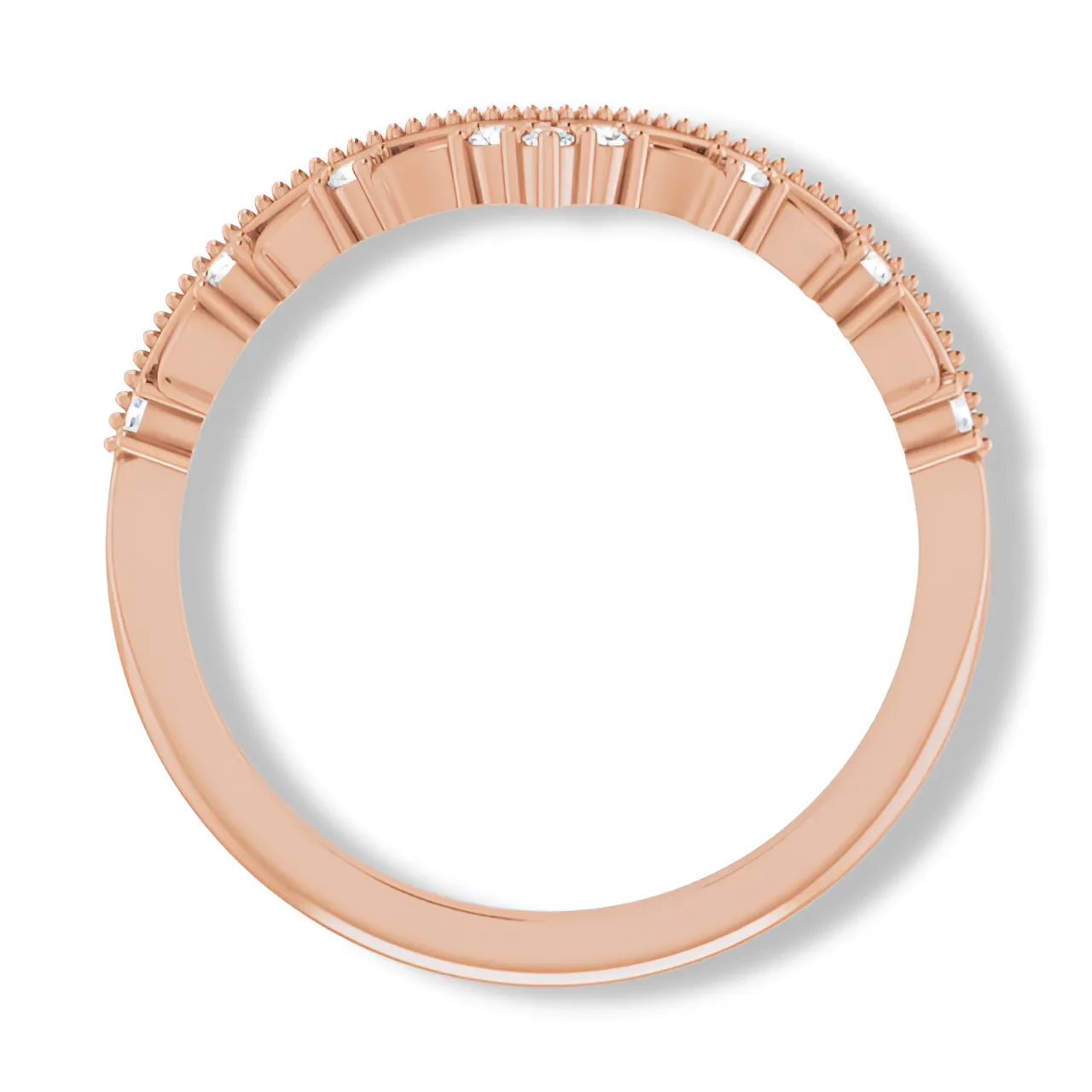 Round Diamond Crown Style Curved Band