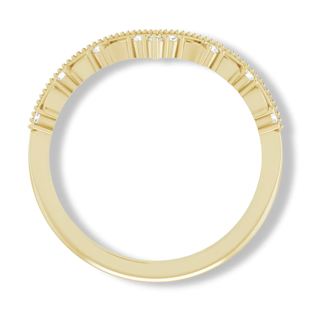 Round Diamond Crown Style Curved Band