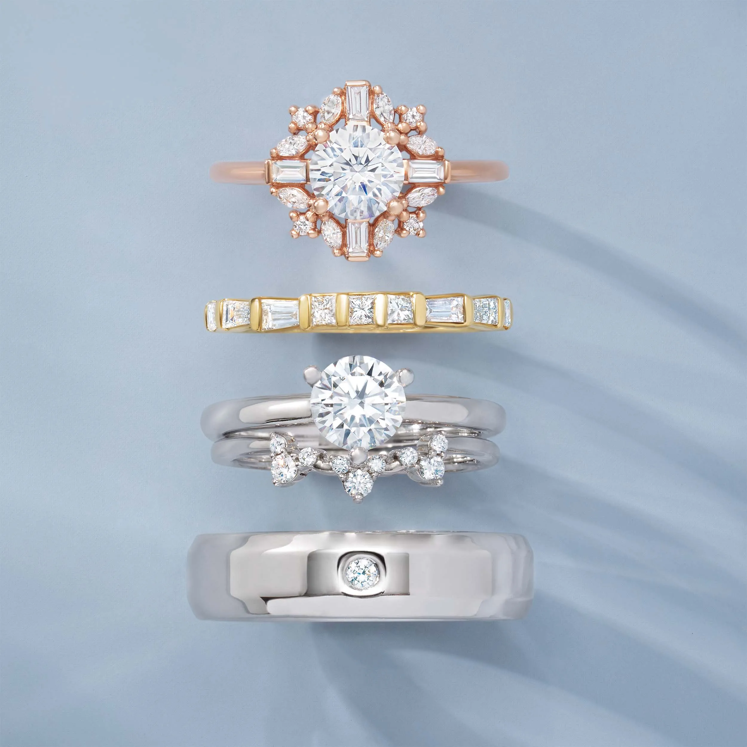 Round Diamond Curved Band