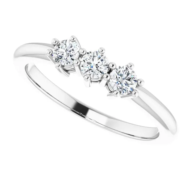 Round Diamond Three Stone Wedding Band