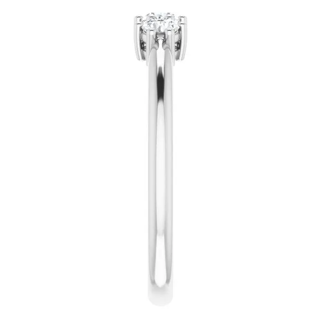 Round Diamond Three Stone Wedding Band