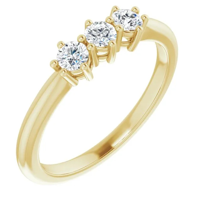 Round Diamond Three Stone Wedding Band