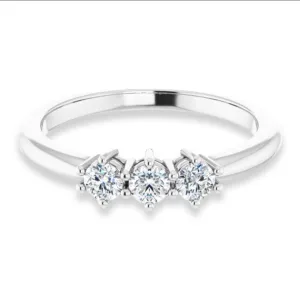 Round Diamond Three Stone Wedding Band
