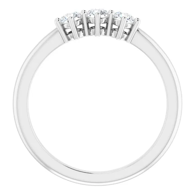 Round Diamond Three Stone Wedding Band