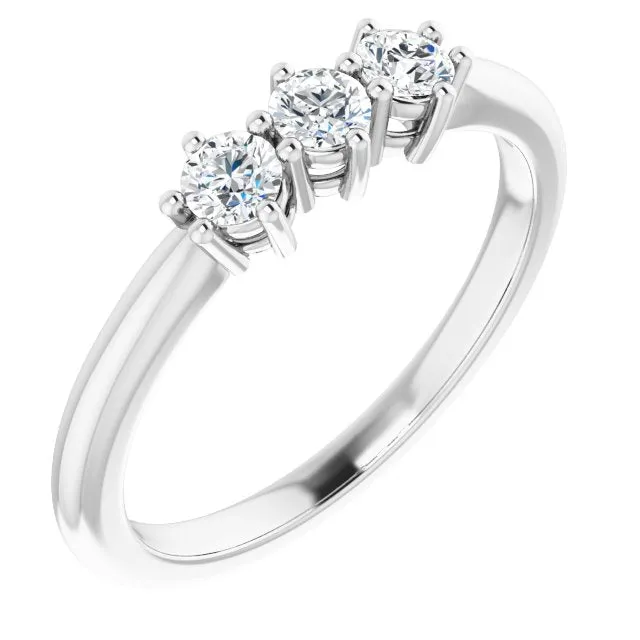 Round Diamond Three Stone Wedding Band