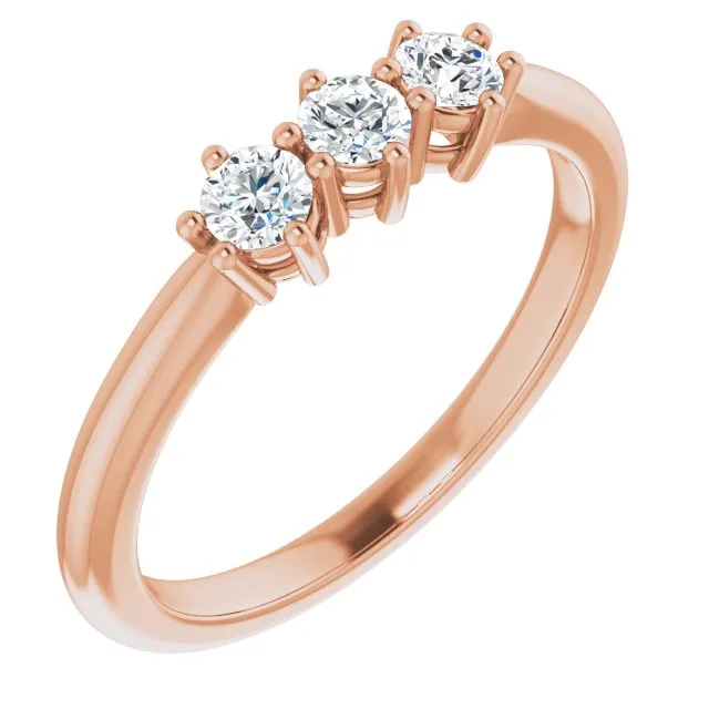 Round Diamond Three Stone Wedding Band
