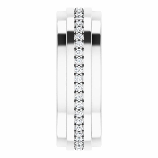 Round Diamond Men's Double Edge Eternity Band