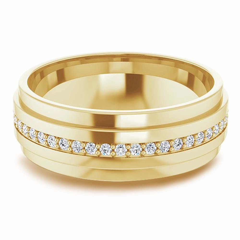 Round Diamond Men's Double Edge Eternity Band