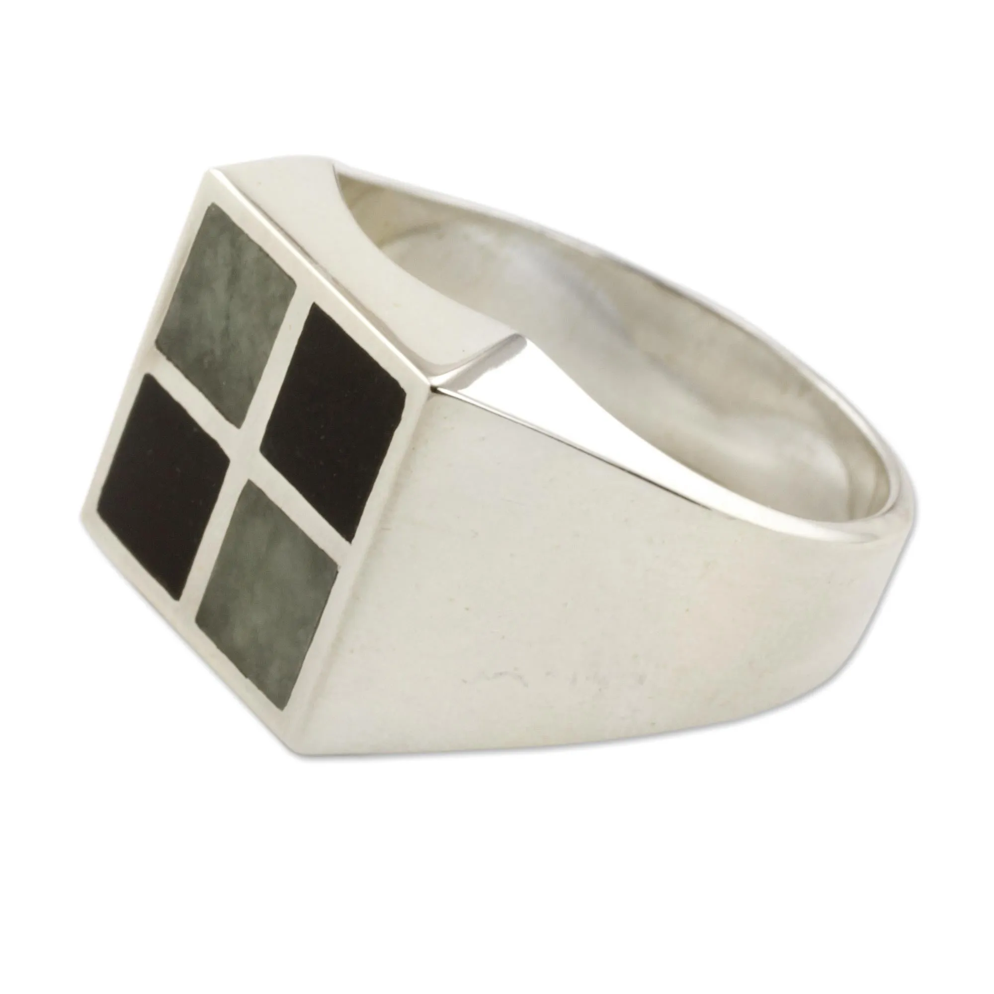 Royal Maya Jade & Silver Modern Ring