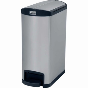 Rubbermaid Slim Jim 1901993 Stainless Steel Step On Can, End Step 13 Gallon - Black