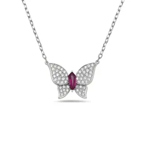 Ruby & Diamond Butterfly Pendant