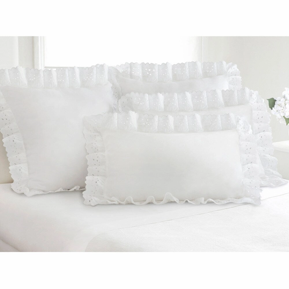 Ruffled Lauren Eyelet Cotton Blend Pillow Shams (Set of 2) pillowcases,cotton pillow covers,bed linen