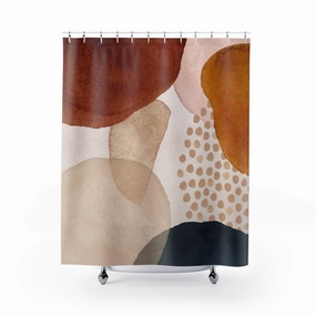 Rust, Beige Abstract Shower Curtain Lighting,Home Lighting
