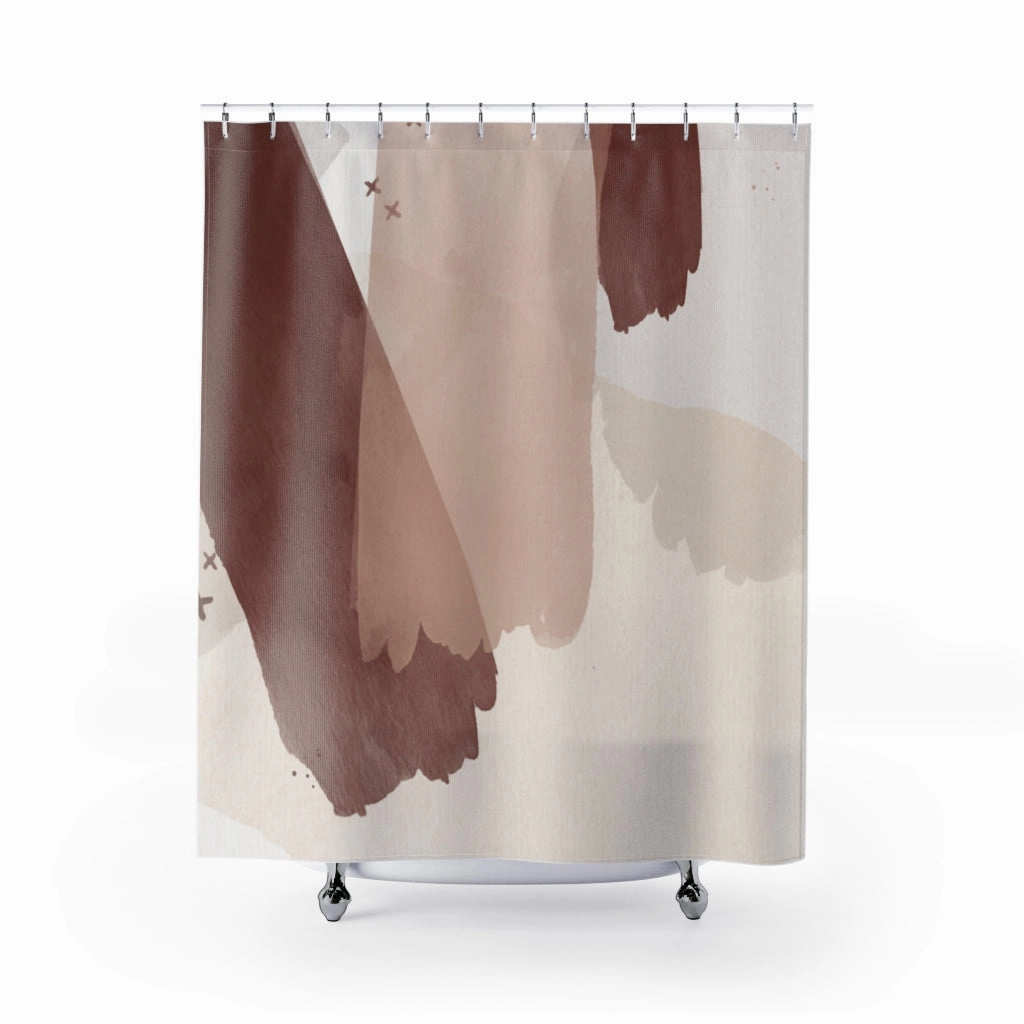 Rust Beige Ivory Abstract Shower Curtain Lighting,Home Lighting