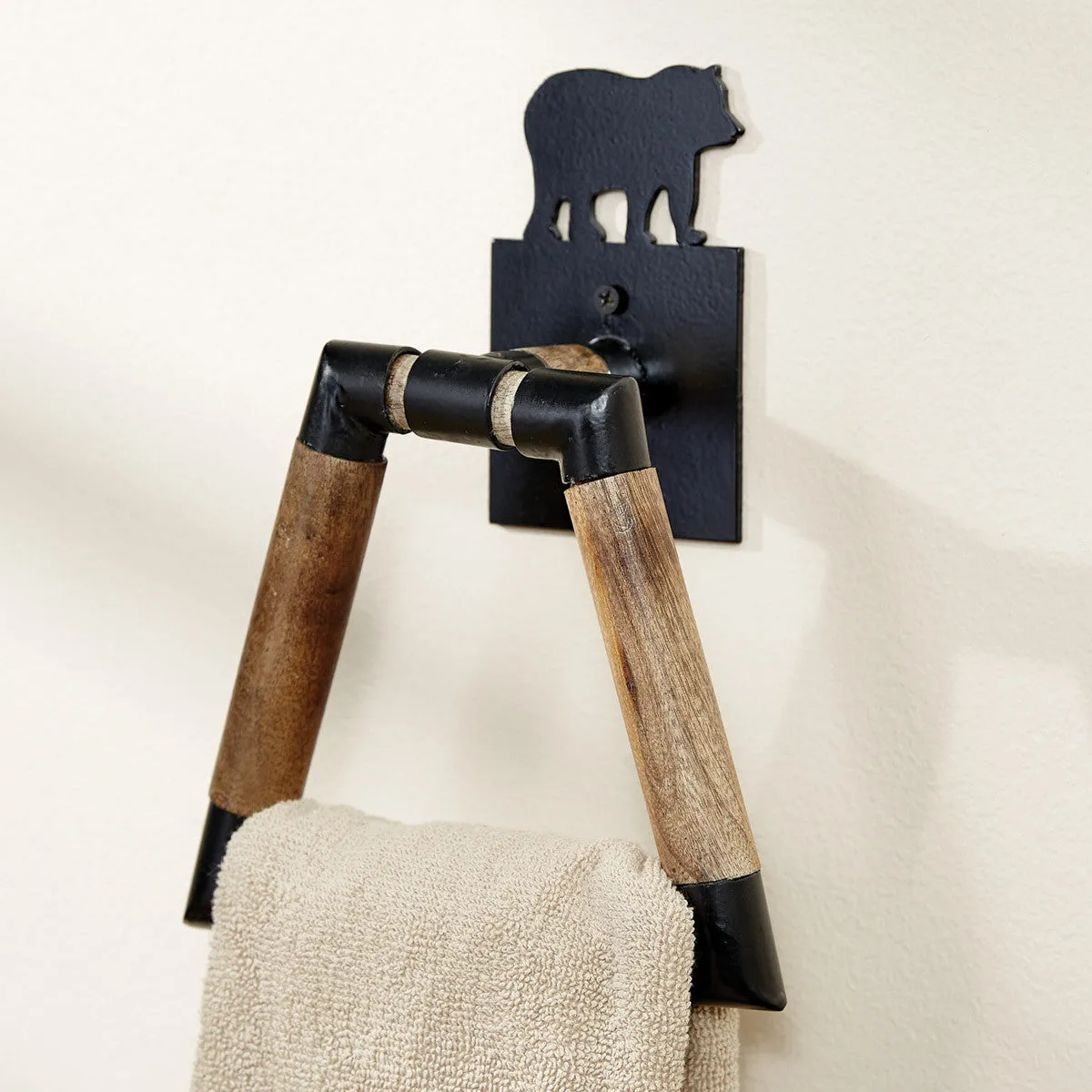 Rustic Bear Towel Ring bathroom accessories, soap dispenser