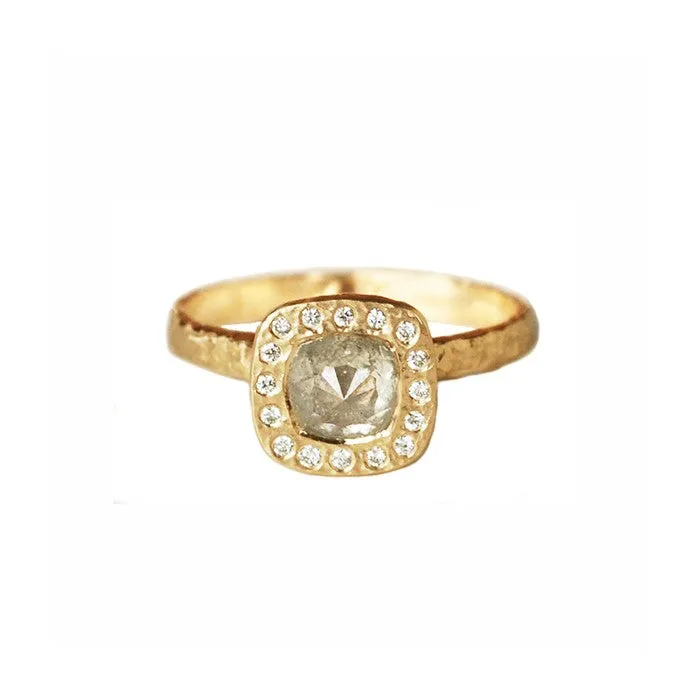 Rustic Canadian Diamond Cushion Halo
