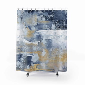 Rustic Blue White Shower Curtain | Beige Ombre, Sky Blue Lighting,Home Lighting