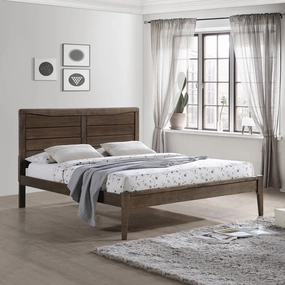 Rustic Wooden Queen Platform Bed - NH335903 throw blanket, decorative pillow